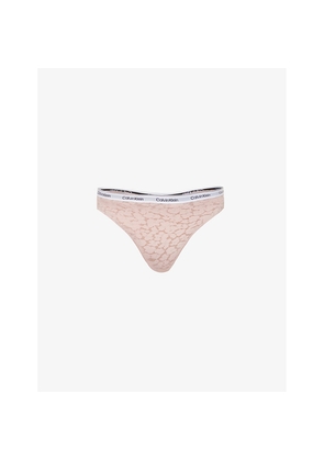 Womens Calvin Klein Modern Branded Stretch-Lace Thong
