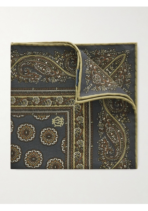 Dunhill - Printed Mulberry Silk-Twill Pocket Square - Men - Black