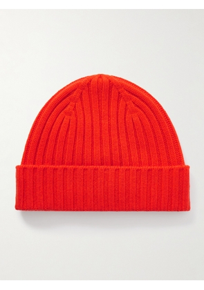 Mr P. - Cairn Ribbed Cashmere Beanie - Men - Orange