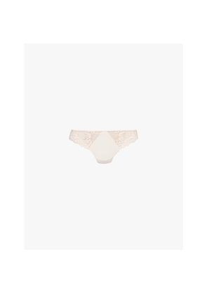 Womens Simone Perele Saga Floral-Embroidered Lace Thong