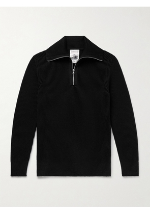 S.N.S. Herning - Fender Ribbed Virgin Wool Half-Zip Sweater - Men - Black - S