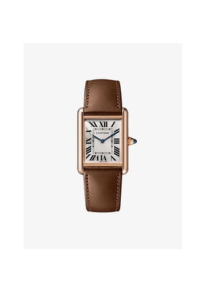 Mens Crwgta0062 Tank Louis Cartier 18ct Rose-Gold and Leather Mechanical Watch