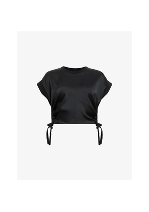 Womens Allsaints Mira Cropped Stretch-Satin Top