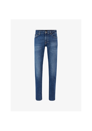 Mens Boss Regular-Fit Straight-Leg Mid-Rise Stretch-Denim Jeans