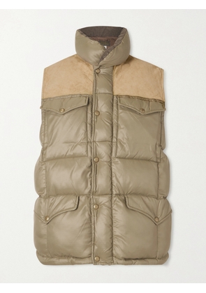 RRL - Suede-Trimmed Shell Gilet - Men - Green - XS
