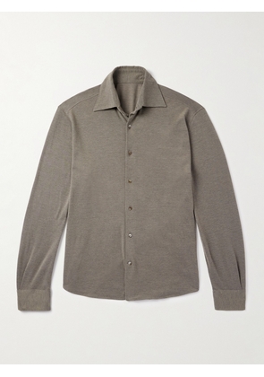 Stòffa - Cotton and Silk-Blend Piqué Shirt - Men - Brown - IT 46