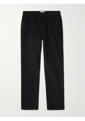 Mr P. - Straight-Leg Organic Cotton-Moleskin Trousers - Men - Black - 28