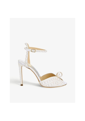 Womens Jimmy Choo Sacora 100 Pearl-Embellished Satin Sandals