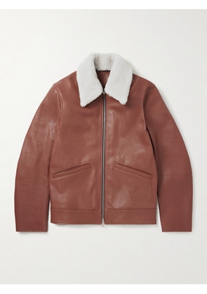 Paul Smith - Shearling-Trimmed Leather Jacket - Men - Brown - S