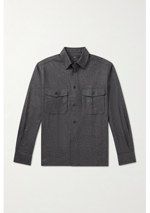 Dunhill - Prince of Wales Checked Wool and Cashmere-Blend Overshirt - Men - Gray - S