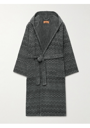 Missoni Home - Chalk Striped Cotton-Terry Jacquard Hooded Robe - Men - Gray - S