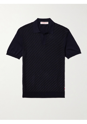 Orlebar Brown - Horton Silk and Cotton-Blend Jacquard Polo Shirt - Men - Blue - S