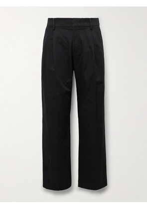 NN07 - Kay 1420 Wide-Leg Pleated Organic Cotton-Blend Twill Trousers - Men - Black - UK/US 28