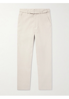 Stòffa - Straight-Leg Belted Cotton-Twill Trousers - Men - Neutrals - IT 46