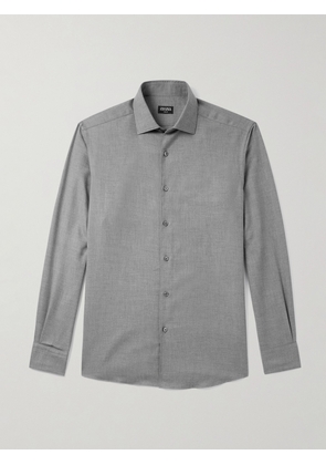 Zegna - Cotton and Cashmere-Blend Twill Shirt - Men - Gray - S