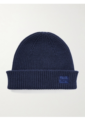 Paul Smith - Ribbed Recycled-Cashmere and Merino Wool-Blend Beanie - Men - Blue