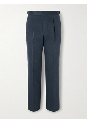 Stòffa - Tapered Pleated Cotton-Canvas Trousers - Men - Blue - IT 46