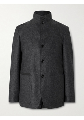 Zegna - Il Conte Leather-Trimmed Oasi Cashmere Overshirt - Men - Black - IT 48