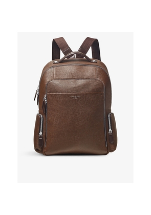 Aspinal Of London Reporter Logo-Embossed Zipped Grained-Leather Backpack