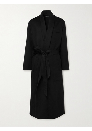 TOM FORD - Oversized Shawl-Collar Belted Wool and Silk-Blend Felt Coat - Men - Black - IT 46