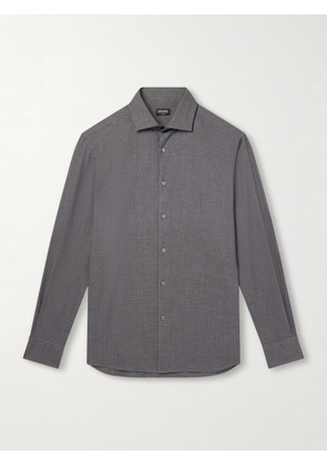 Zegna - Checked Cashco-Twill Shirt - Men - Gray - S