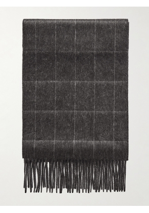 Dunhill - Fringed Checked Cashmere Scarf - Men - Gray