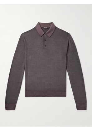 Loro Piana - Jacquard-Knit Wool and Silk-Blend Polo Shirt - Men - Brown - S