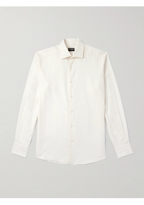 Zegna - Cotton and Cashmere-Blend Twill Shirt - Men - White - S
