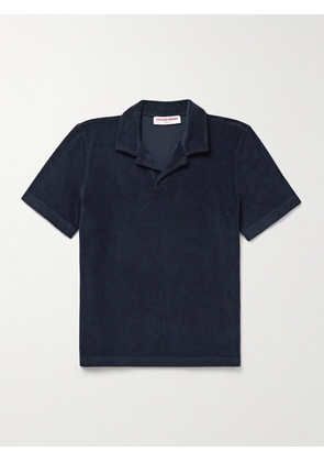 Orlebar Brown - Camp-Collar Organic Cotton-Terry Polo Shirt - Men - Blue - S