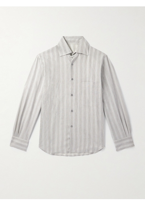 Stòffa - Striped Cotton and Silk-Blend Dupioni Shirt - Men - Gray - IT 46