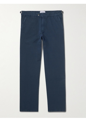 Mr P. - Mike Straight-Leg Organic Cotton and Linen-Blend Twill Trousers - Men - Blue - 28