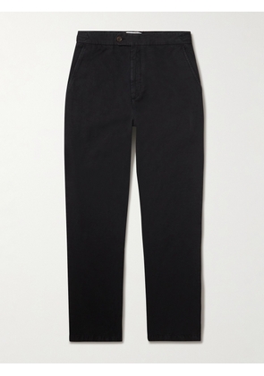 Mr P. - Mike Straight-Leg Organic Cotton and Linen-Blend Twill Trousers - Men - Black - 28