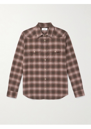 Mr P. - Checked Organic Cotton-Flannel Western Shirt - Men - Pink - XS