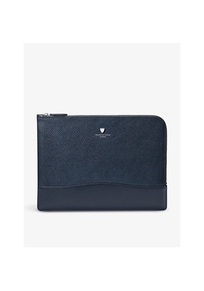 Mens Aspinal Of London City Large Logo-Embossed Leather Laptop Case