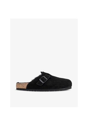 Mens Birkenstock Boston Logo-Embossed Shearling-Lined Suede Clogs