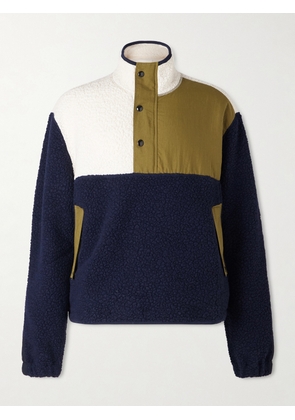 Drake's - Fleece and Shell Half-Placket Jacket - Men - Blue - XS