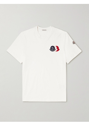 Moncler - Logo-Appliquéd Cotton-Jersey T-Shirt - Men - White - S