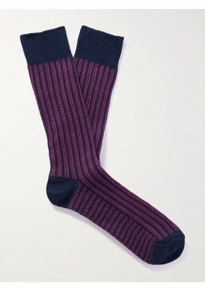 Mr P. - Striped Cotton-Blend Socks - Men - Burgundy