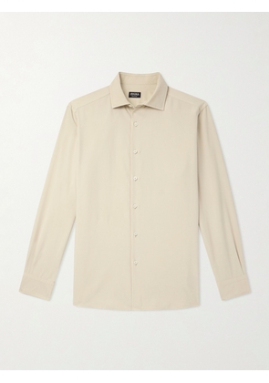 Zegna - Spread-Collar Mulberry Silk Shirt - Men - Neutrals - M