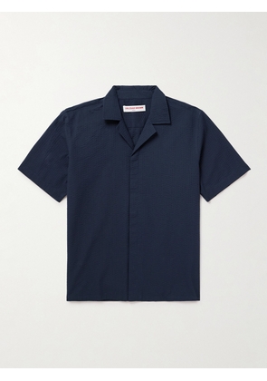 Orlebar Brown - Maitan Camp-Collar Organic Cotton Seersucker Shirt - Men - Blue - S