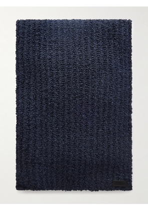 Canali - Ribbed Wool and Silk-Blend Bouclé Scarf - Men - Blue