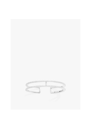 Womens Apm Monaco Double Line Pavé Sterling-Silver and Cubic Zirconia Cuff