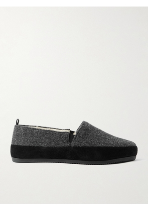 Mulo - Plush-Lined Suede-Trimmed Wool Loafers - Men - Gray - UK 7