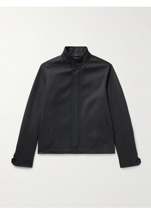 Zegna - Nubuck-Trimmed Virgin Wool-Twill Jacket - Men - Gray - IT 46