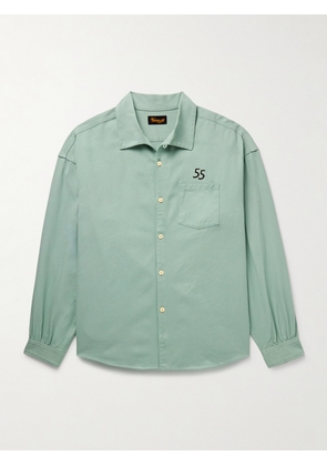 Visvim - Palmer Convertible-Collar Embroidered Cotton-Twill Shirt - Men - Green - 3