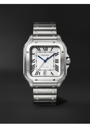 Cartier - Santos Large Automatic 39.8mm Interchangeable Stainless Steel and Leather Watch, Ref. No. CRWSSA0018 - Men - White