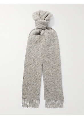 Johnstons of Elgin - Lofty Fringed Cashmere-Herringbone Scarf - Men - Neutrals