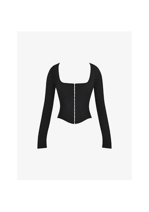 Womens Mistress Rocks Square-Neck Long-Sleeve Stretch-Crepe Corset Top