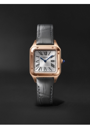 Cartier - Santos-Dumont Small 38mm 18-Karat Rose Gold and Alligator Watch, Ref. No. WSSA0086 - Men - Silver