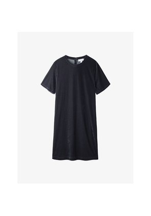Womens The White Company Round-Neck Stretch-Velvet Mini T-Shirt Dress